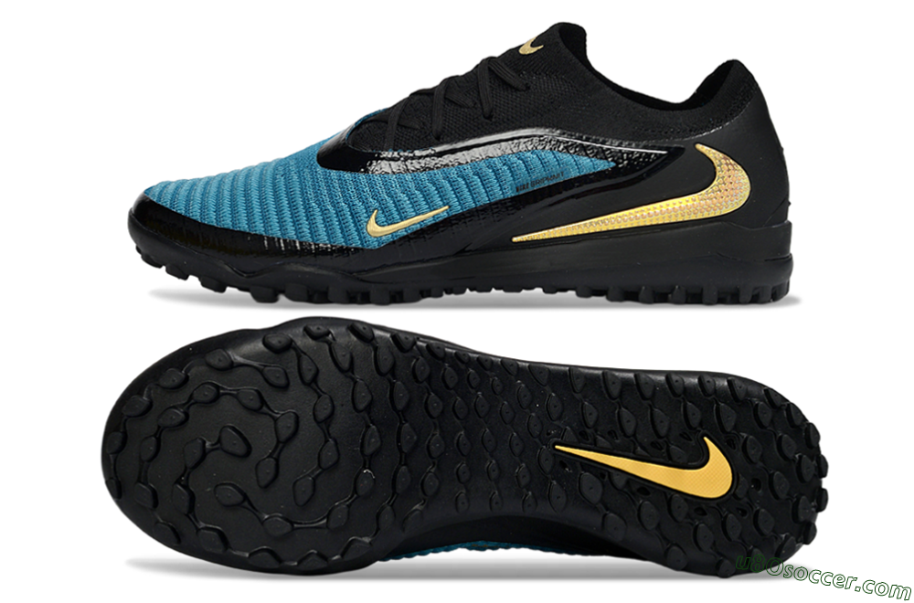 Nike Phantom 6 Low Elite TF Artificial Turf Soccer Shoes - Teal/Midnight Black/Metallic Gold 0
