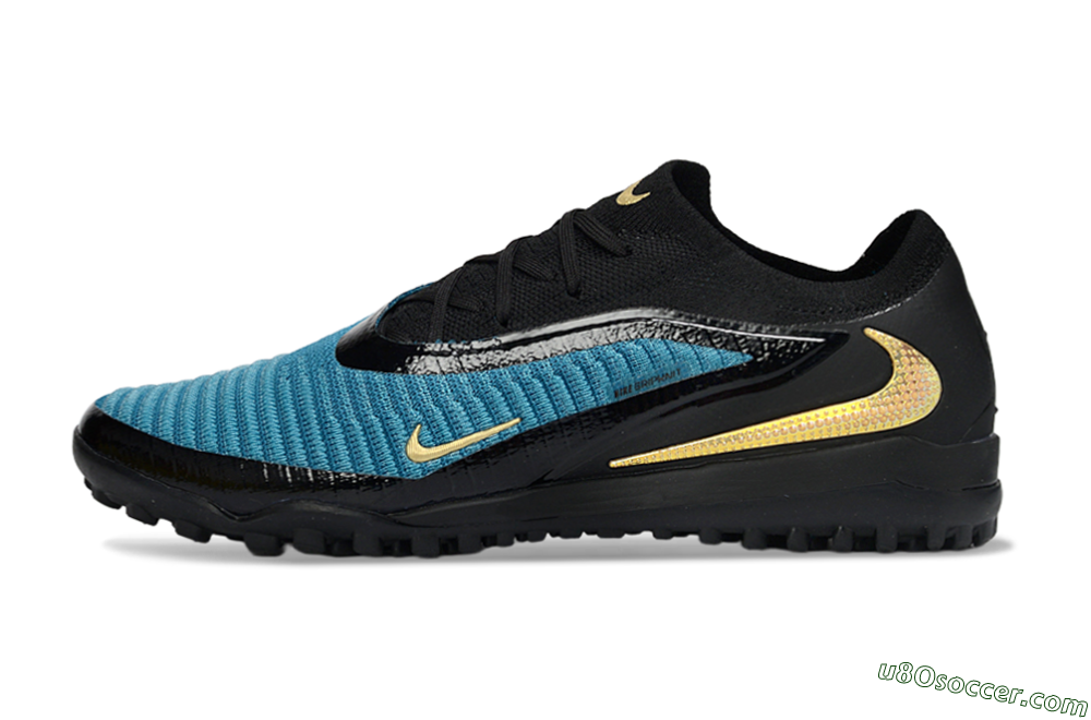 Nike Phantom 6 Low Elite TF Artificial Turf Soccer Shoes - Teal/Midnight Black/Metallic Gold 2