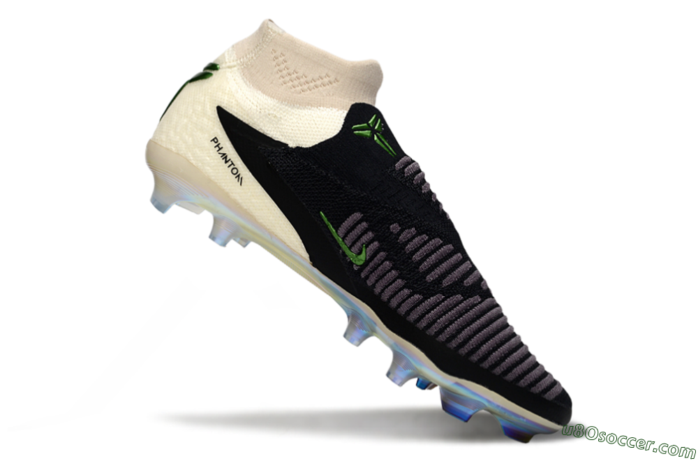 Nike Phantom 6 High Elite FG Firm Ground Soccer Cleats - Black/Electric Green/Beige 4