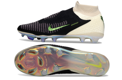 Nike Phantom 6 High Elite FG Firm Ground Soccer Cleats - Black/Electric Green/Beige