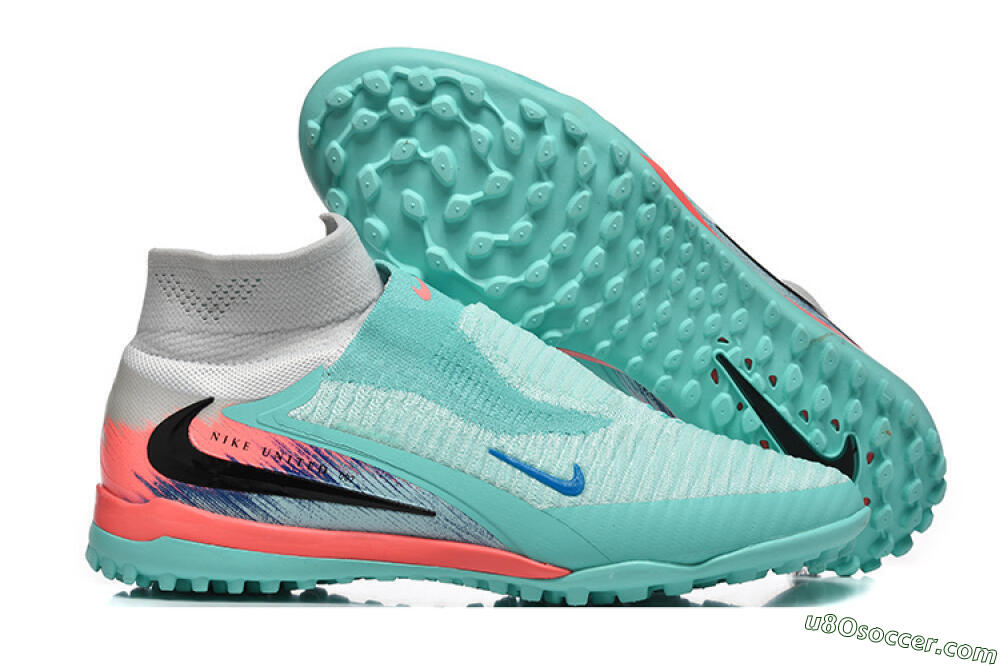 Nike Phantom 6 High Elite TF Artificial Turf Soccer Shoes - Aqua/Coral Pink/Black 1