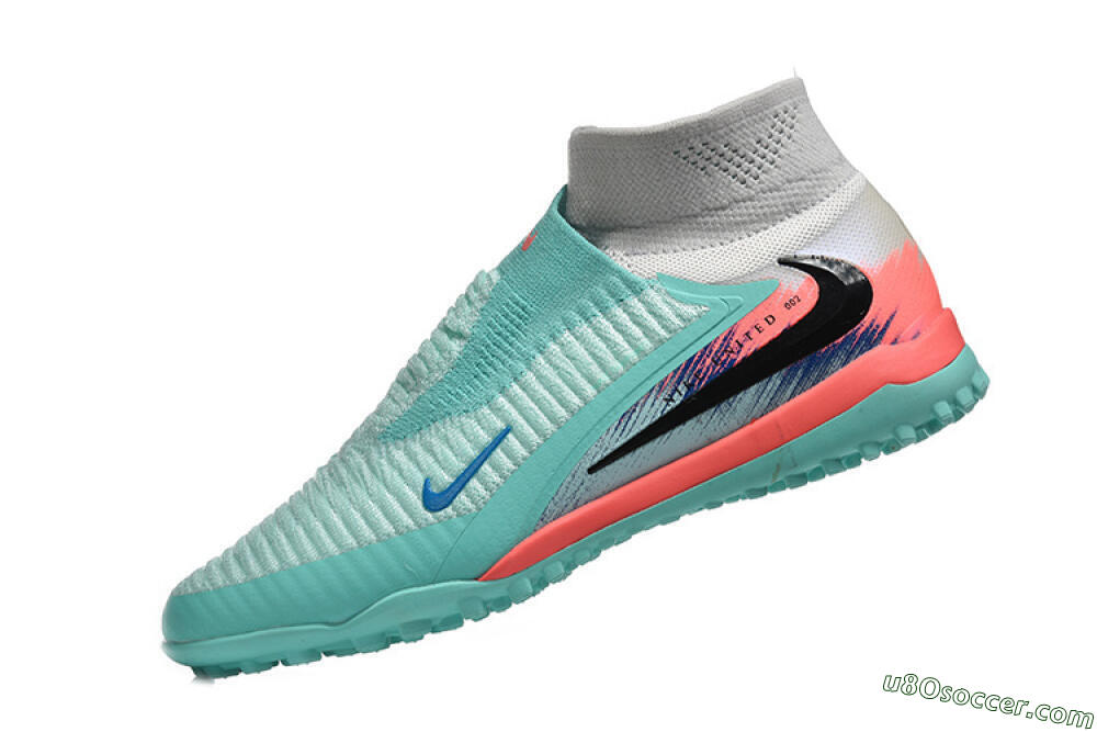 Nike Phantom 6 High Elite TF Artificial Turf Soccer Shoes - Aqua/Coral Pink/Black 8