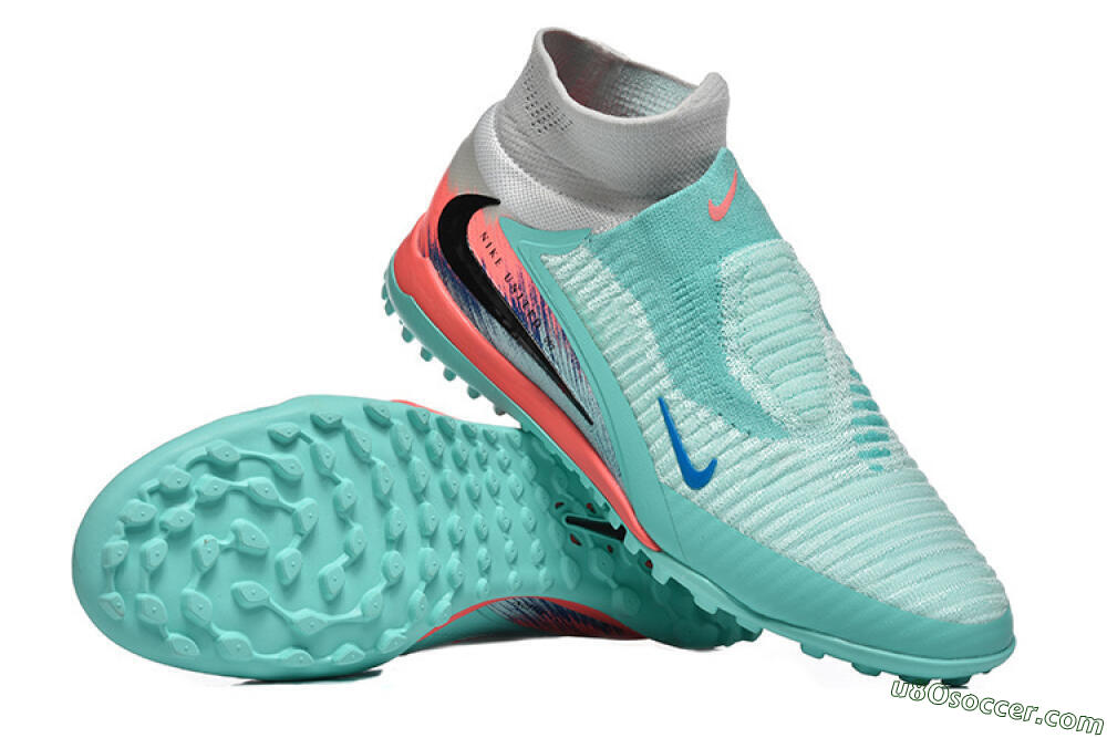 Nike Phantom 6 High Elite TF Artificial Turf Soccer Shoes - Aqua/Coral Pink/Black 4