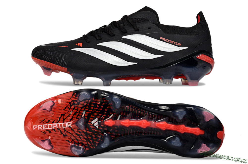 Adidas Predator 26 Elite FG Firm Ground Soccer Cleats - Black/Crimson Blaze/Stealth White 0
