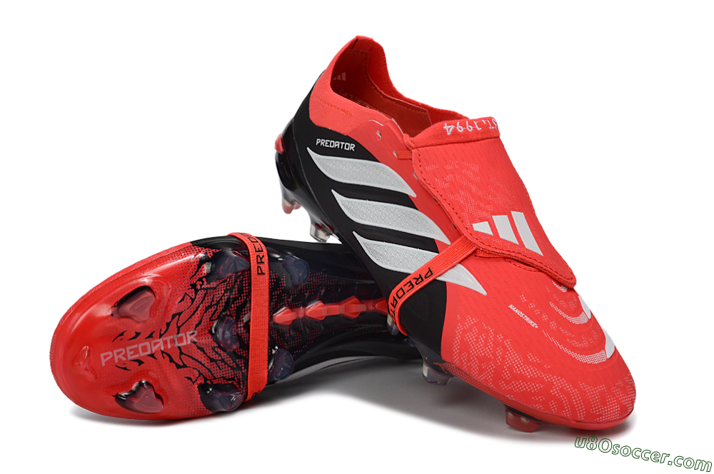 Adidas Predator 26 Elite Fold-Over Tongue FG Firm Ground Soccer Cleats - Red/Fiery Red/Graphite Black 3