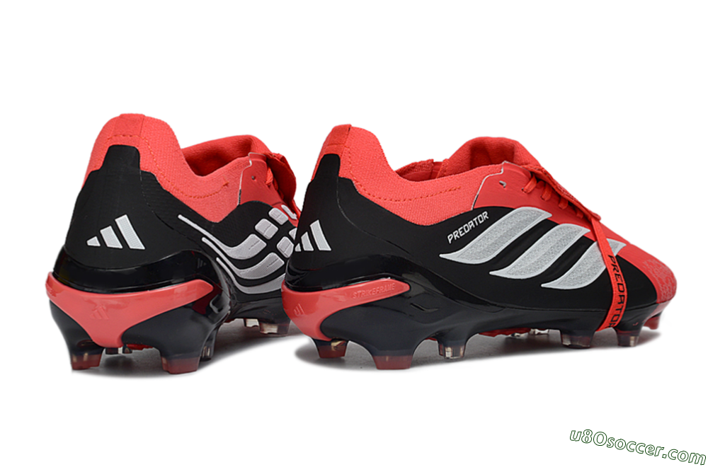 Adidas Predator 26 Elite Fold-Over Tongue FG Firm Ground Soccer Cleats - Red/Fiery Red/Graphite Black 6