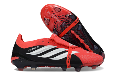 Adidas Predator 26 Elite Fold-Over Tongue FG Firm Ground Soccer Cleats - Red/Fiery Red/Graphite Black
