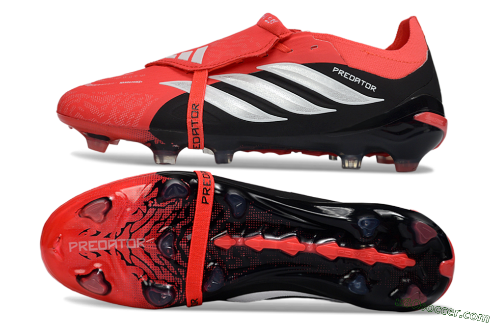 Adidas Predator 26 Elite Fold-Over Tongue FG Firm Ground Soccer Cleats - Red/Fiery Red/Graphite Black 0