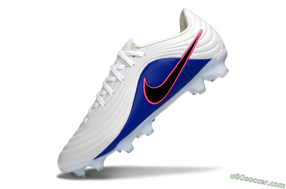 Nike Tiempo Legend 10 Elite FG Firm Ground Soccer Cleats - White/Electric Blue/Pink Flash 5