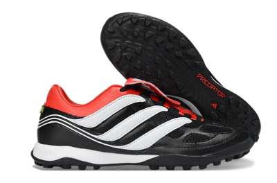 Adidas Predator 26 Elite Fold-Over Tongue TF Artificial Turf Soccer Shoes - Black/Vibrant Red/Soft White