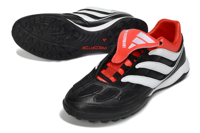 Adidas Predator 26 Elite Fold-Over Tongue TF Artificial Turf Soccer Shoes - Black/Vibrant Red/Soft White