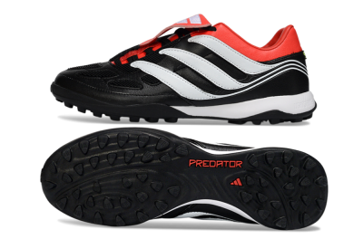 Adidas Predator 26 Elite Fold-Over Tongue TF Artificial Turf Soccer Shoes - Black/Vibrant Red/Soft White
