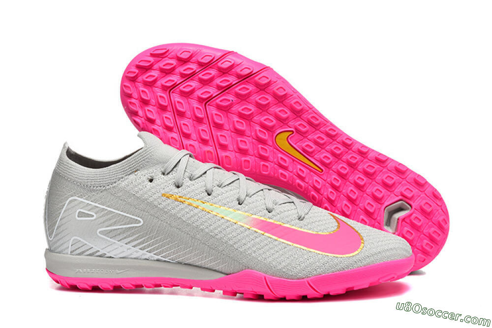 Nike Air Zoom Mercurial Vapor 16 Elite TF Artificial Turf Soccer Shoes - Gray/Vibrant Pink/Metallic Gold 1