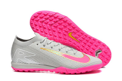 Nike Air Zoom Mercurial Vapor 16 Elite TF Artificial Turf Soccer Shoes - Gray/Vibrant Pink/Metallic Gold