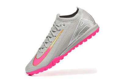 Nike Air Zoom Mercurial Vapor 16 Elite TF Artificial Turf Soccer Shoes - Gray/Vibrant Pink/Metallic Gold