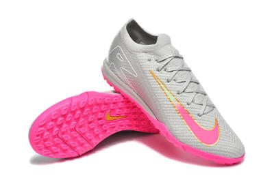 Nike Air Zoom Mercurial Vapor 16 Elite TF Artificial Turf Soccer Shoes - Gray/Vibrant Pink/Metallic Gold