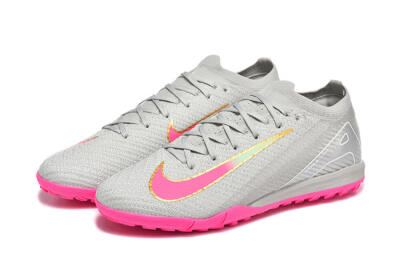 Nike Air Zoom Mercurial Vapor 16 Elite TF Artificial Turf Soccer Shoes - Gray/Vibrant Pink/Metallic Gold