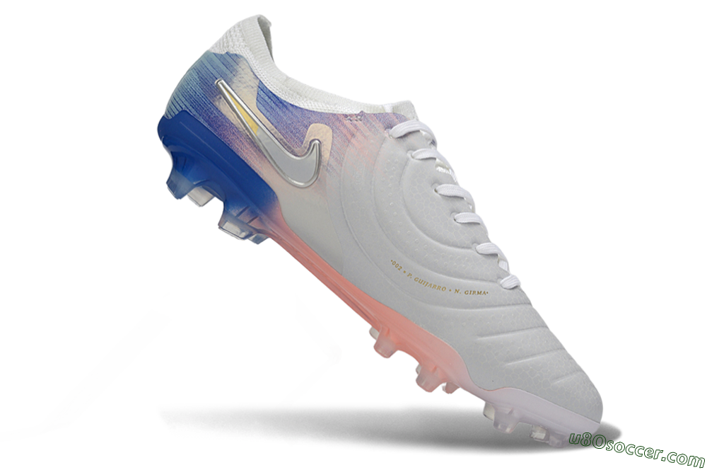 Nike Tiempo Legend 10 Elite FG Firm Ground Soccer Cleats - White/Coral Pink/Deep Blue 4