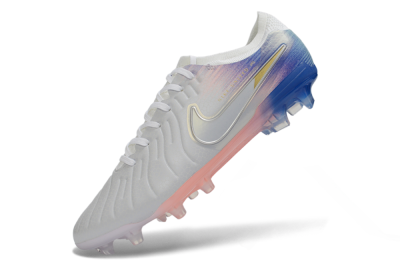 Nike Tiempo Legend 10 Elite FG Firm Ground Soccer Cleats - White/Coral Pink/Deep Blue