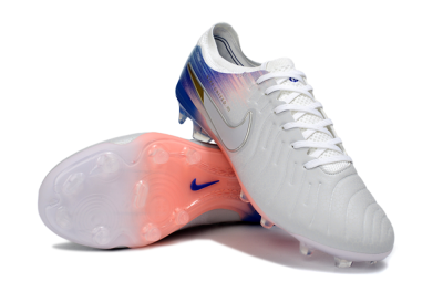 Nike Tiempo Legend 10 Elite FG Firm Ground Soccer Cleats - White/Coral Pink/Deep Blue