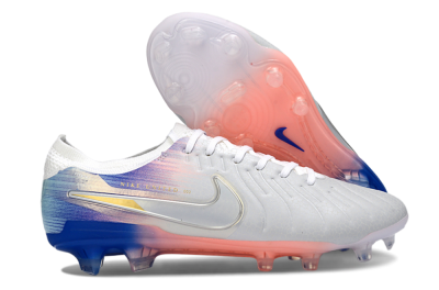 Nike Tiempo Legend 10 Elite FG Firm Ground Soccer Cleats - White/Coral Pink/Deep Blue