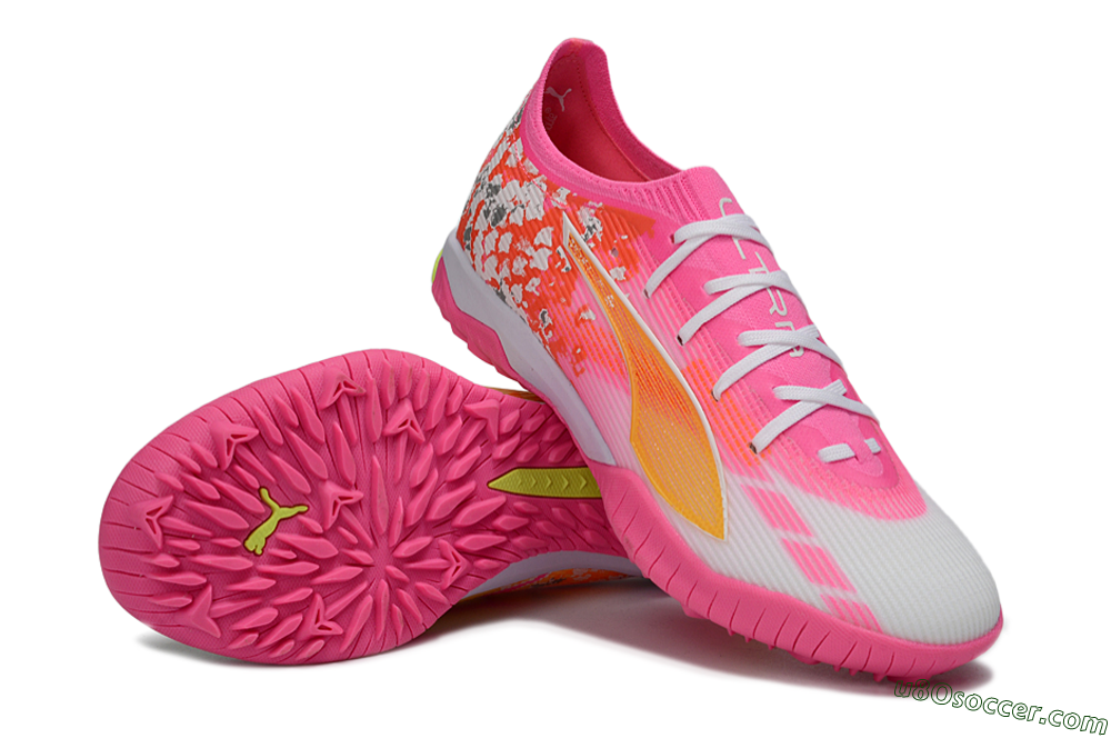 Puma Ultra 5 Ultimate TF Artificial Turf Soccer Shoes - Orange/Neon Pink/Sunny Yellow 3