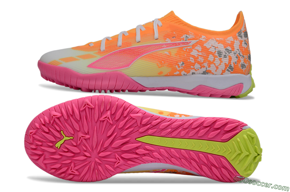 Puma Ultra 5 Ultimate TF Artificial Turf Soccer Shoes - Orange/Neon Pink/Sunny Yellow 0