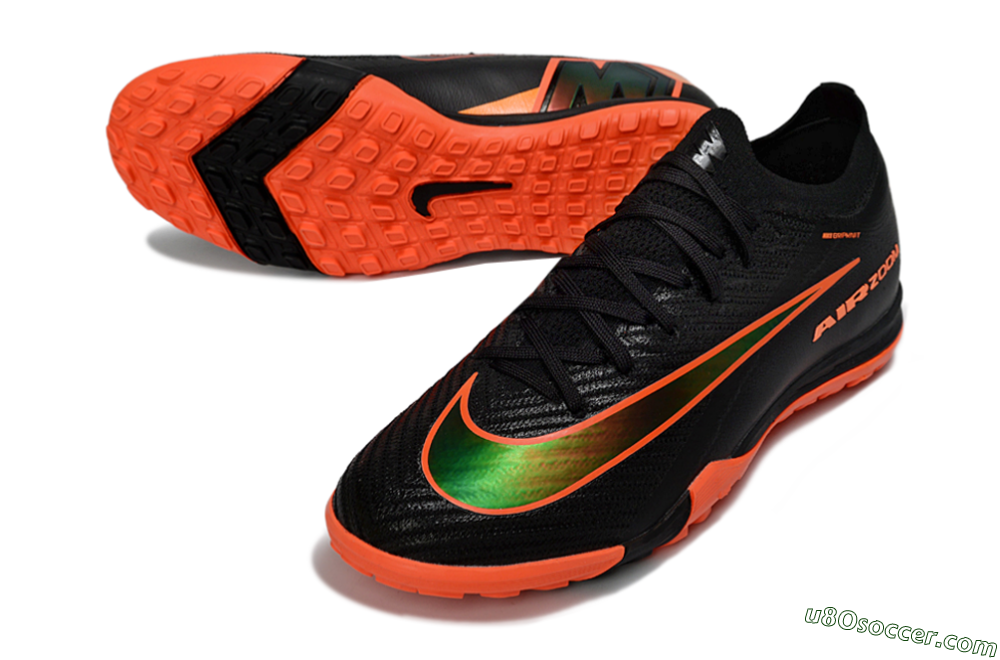 Nike Air Zoom Mercurial Vapor 16 Elite TF Artificial Turf Soccer Shoes - Black/Electric Orange/Neon Green 3