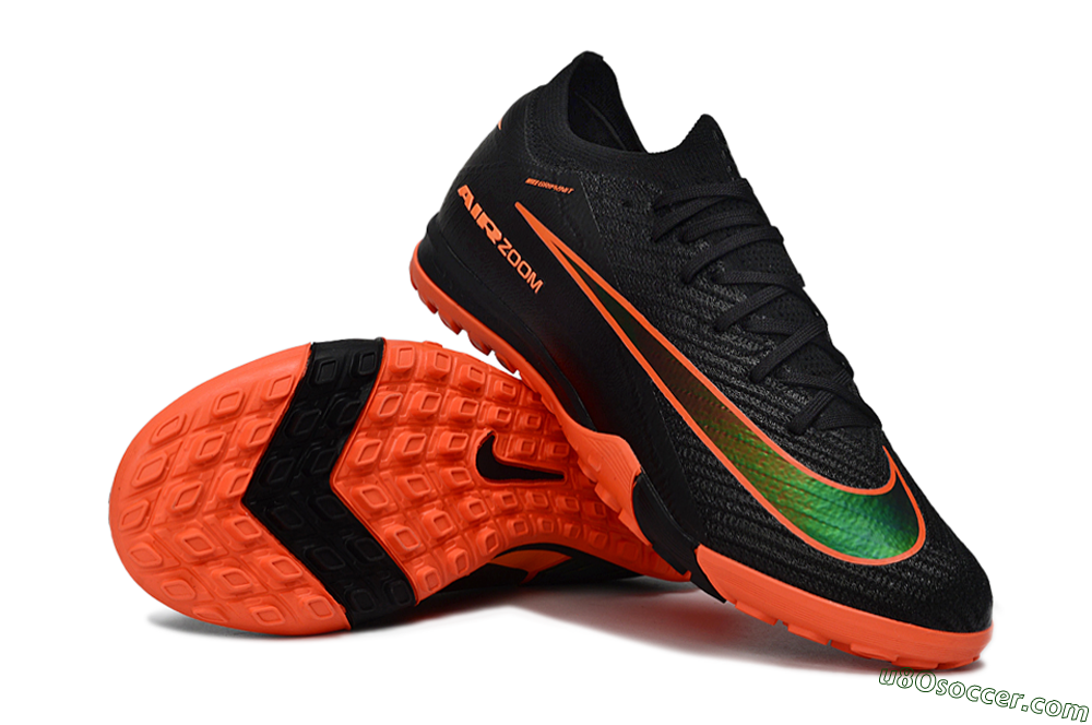 Nike Air Zoom Mercurial Vapor 16 Elite TF Artificial Turf Soccer Shoes - Black/Electric Orange/Neon Green 0