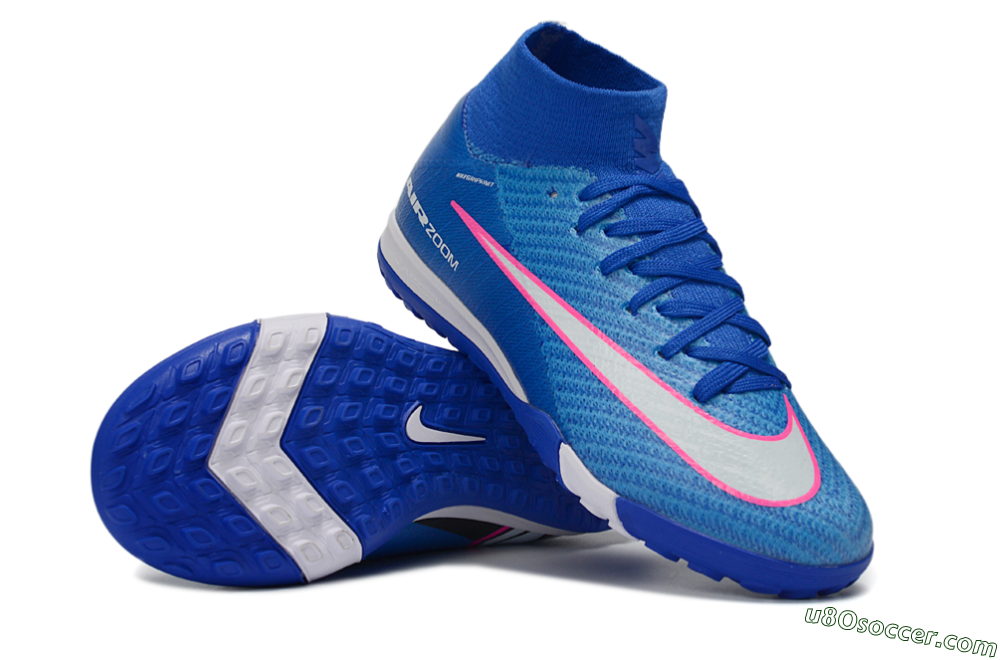 Nike Air Zoom Mercurial Superfly 10 Elite TF Artificial Turf Soccer Shoes - Blue/Ocean Blue/Fuchsia Pink 0