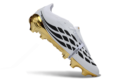 Adidas Predator 26 Elite Fold-Over Tongue FG Firm Ground Soccer Cleats - White/Elegant Gold/Classic Black