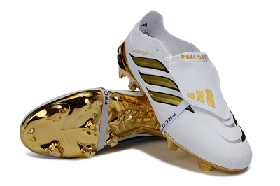 Adidas Predator 26 Elite Fold-Over Tongue FG Firm Ground Soccer Cleats - White/Elegant Gold/Classic Black