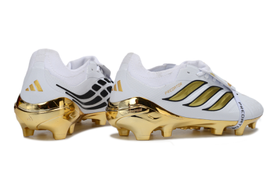 Adidas Predator 26 Elite Fold-Over Tongue FG Firm Ground Soccer Cleats - White/Elegant Gold/Classic Black