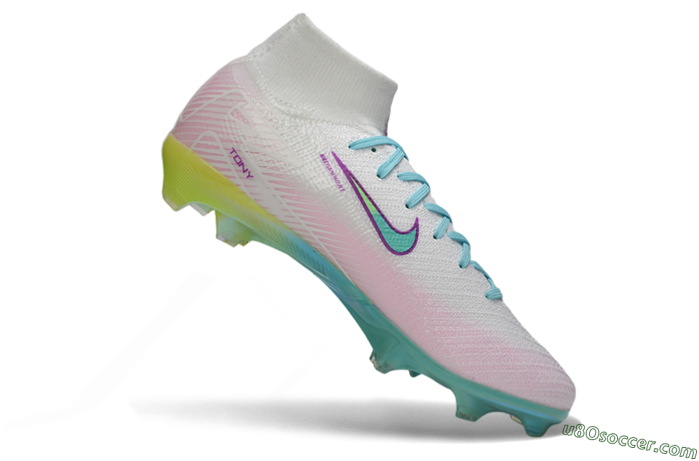 Nike Air Zoom Mercurial Superfly 10 Elite FG Firm Ground Soccer Cleats - White/Iridescent Blue/Pink Glow 4