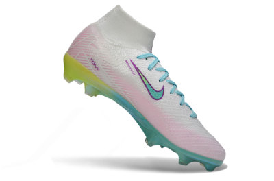 Nike Air Zoom Mercurial Superfly 10 Elite FG Firm Ground Soccer Cleats - White/Iridescent Blue/Pink Glow