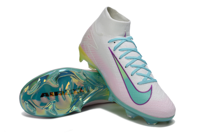 Nike Air Zoom Mercurial Superfly 10 Elite FG Firm Ground Soccer Cleats - White/Iridescent Blue/Pink Glow