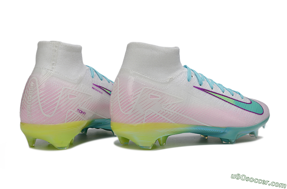 Nike Air Zoom Mercurial Superfly 10 Elite FG Firm Ground Soccer Cleats - White/Iridescent Blue/Pink Glow 6