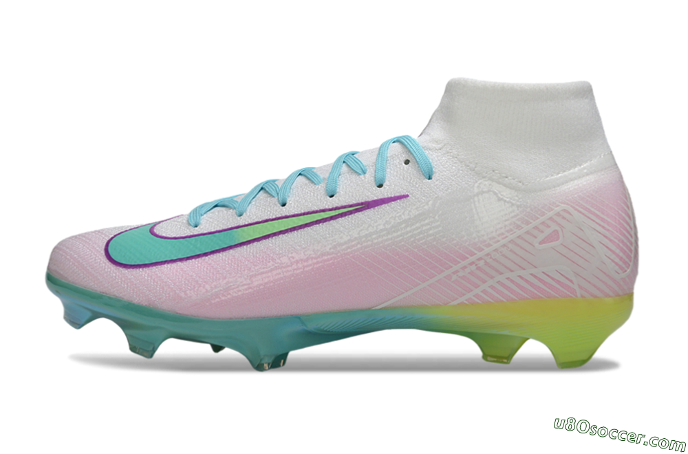 Nike Air Zoom Mercurial Superfly 10 Elite FG Firm Ground Soccer Cleats - White/Iridescent Blue/Pink Glow 2