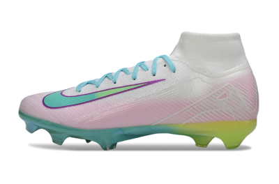 Nike Air Zoom Mercurial Superfly 10 Elite FG Firm Ground Soccer Cleats - White/Iridescent Blue/Pink Glow
