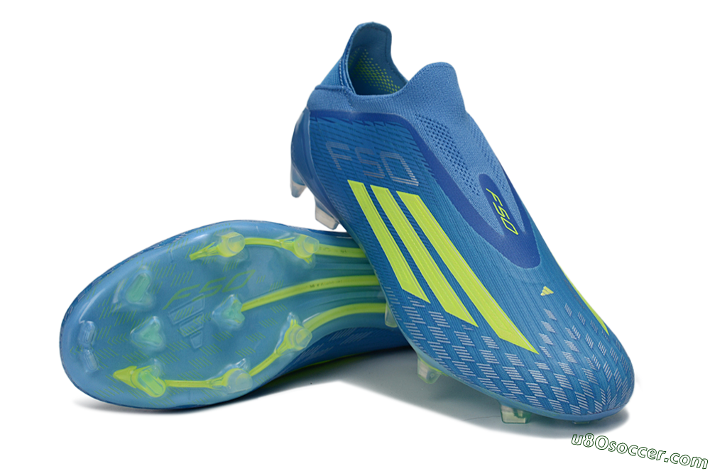 Adidas F50 Elite Laceless FG Firm Ground Soccer Cleats - Blue/Vibrant Blue/Electric Yellow 3