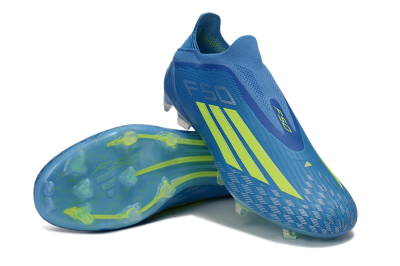 Adidas F50 Elite Laceless FG Firm Ground Soccer Cleats - Blue/Vibrant Blue/Electric Yellow