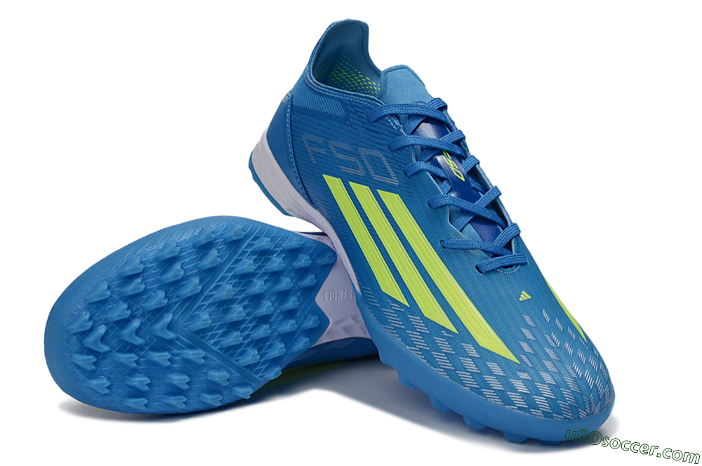 Adidas F50 Pro TF Artificial Turf Soccer Shoes - Blue/Electric Blue/Neon Yellow 3