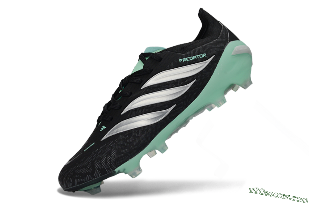 Adidas Predator 26 Elite FG Firm Ground Soccer Cleats - Black/Mint Green/Silver 5