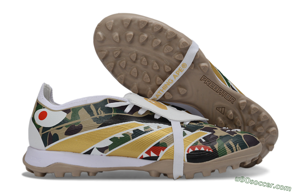 Adidas Predator 25 Elite Fold-Over Tongue TF Artificial Turf Soccer Shoes - Yellow/Camo Green/Frost White 1