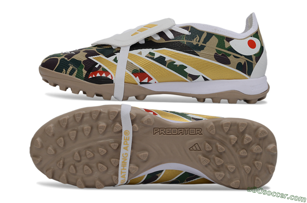 Adidas Predator 25 Elite Fold-Over Tongue TF Artificial Turf Soccer Shoes - Yellow/Camo Green/Frost White 0