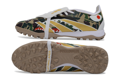 Adidas Predator 25 Elite Fold-Over Tongue TF Artificial Turf Soccer Shoes - Yellow/Camo Green/Frost White