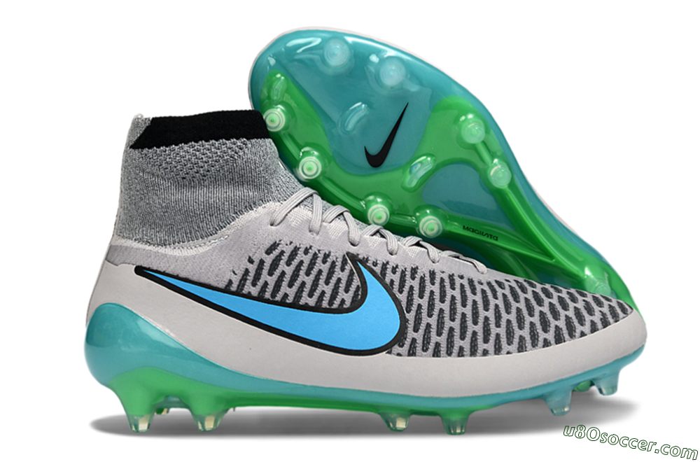Nike Magista Obra FG Firm Ground Soccer Cleats - Grey/Aqua Blue/Luminous Green 1