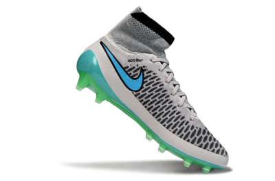 Nike Magista Obra FG Firm Ground Soccer Cleats - Grey/Aqua Blue/Luminous Green