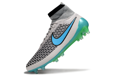 Nike Magista Obra FG Firm Ground Soccer Cleats - Grey/Aqua Blue/Luminous Green