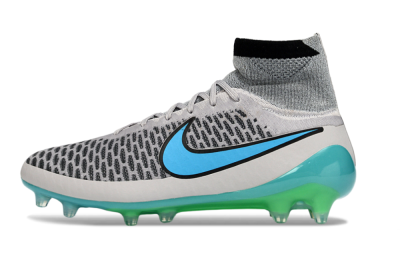 Nike Magista Obra FG Firm Ground Soccer Cleats - Grey/Aqua Blue/Luminous Green